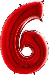 Foil balloon "NUMBER 6" red