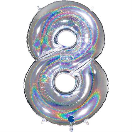 Number-8-hobedane-GR-698GHS-P Foil balloon "NUMBER 8" holo glitter silver