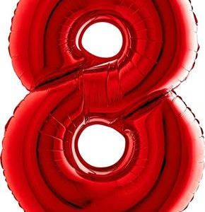 Foil balloon "NUMBER 8" holo glitter silver