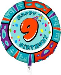 Фольгированный шар "HAPPY BIRTHDAY 9" круглый