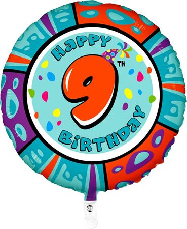Fooliumist õhupall "HAPPY BIRTHDAY 9" ümmargune