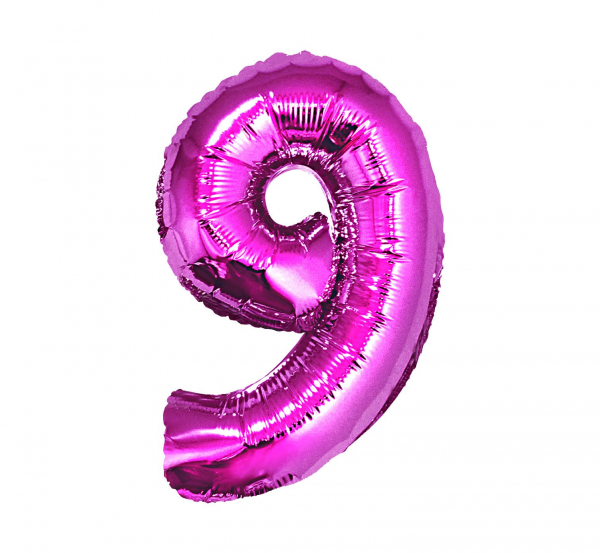 Foil balloon "NUMBER 9" fuchsia