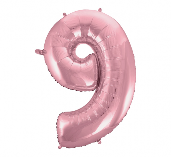 Number-9-heleroosa-BC-HRO9 Foil balloon "NUMBER 9" light pink