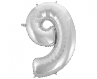 Foil balloon "NUMBER 9" silver