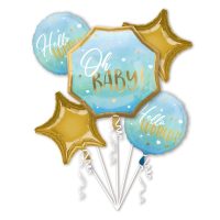 Foil balloon "OH BABY,HELLO WORLD" blu-gold