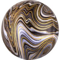 Foil balloon "BALL" marble  black-white-gold