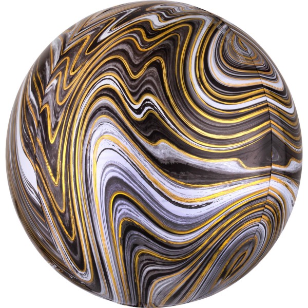Foil balloon "BALL" marble  black-white-gold