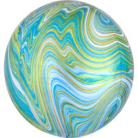 Foil balloon «Balloon» marble - green, white, golden