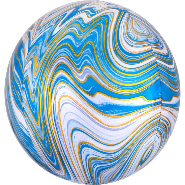 Pall-marmor-sinine-valge-kuld Foil balloon "BALL" marble blu-white-gold