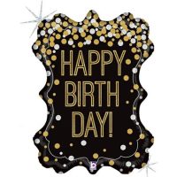 Fooliumist õhupall raam «HAPPY BIRTHDAY» must