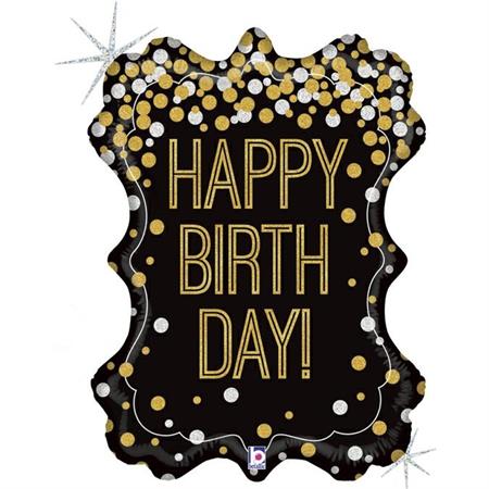 Fooliumist õhupall raam «HAPPY BIRTHDAY» must