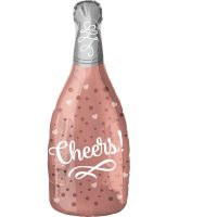 Фольгированный шар бутылка шампанского «Cheers!» розовый с золотом