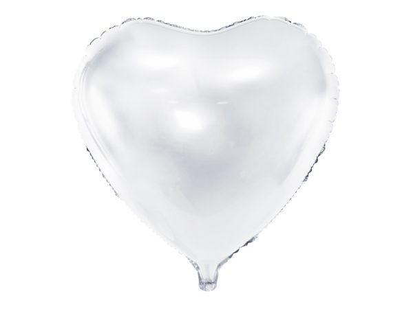 Heart, white metallic, 61cm
