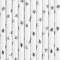 Paper straws "STARS", silver