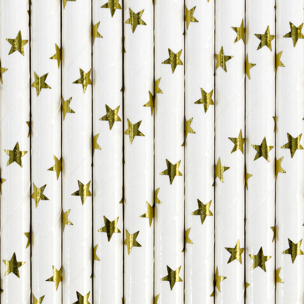 joogikorred-tahed-kuldsed Paper straws "STARS", golden