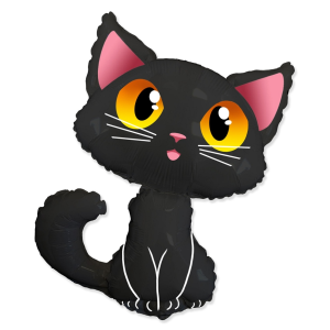 Foil balloon «Cat», black