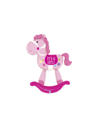 Foil balloon, rocking horse «IT´S A GIRL», pink