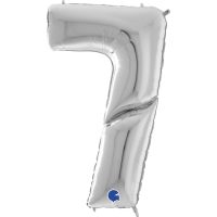 Foil balloon "NUMBER 7" silver, large