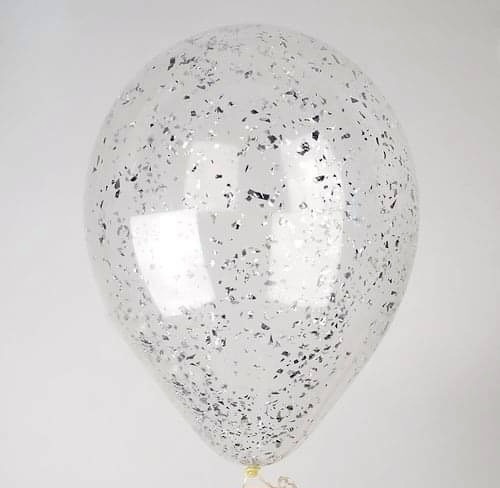 Crystal clear with confetti "silver glitters"