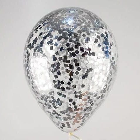 Crystal clear with confetti "silver squares"