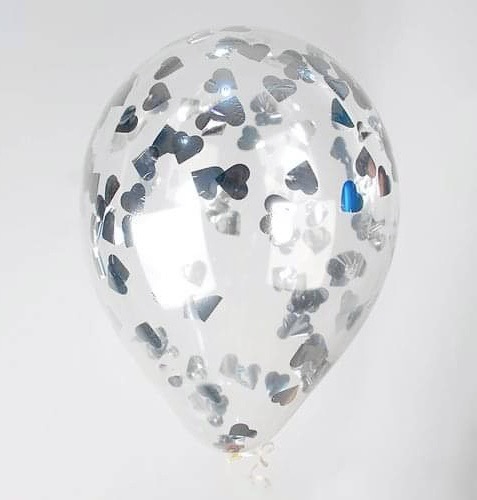 ohupall-konfettidega-hobedased-sudamed Crystal clear with confetti "silver stars"