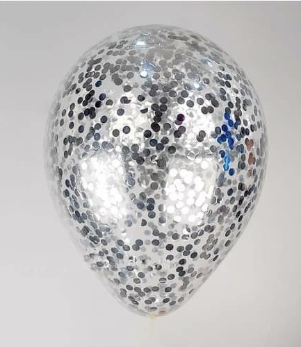 Crystal clear with confetti "silver circles"