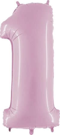 Foil balloon "NUMBER 1" pastel pink