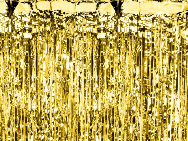 Party curtains, golden metallic