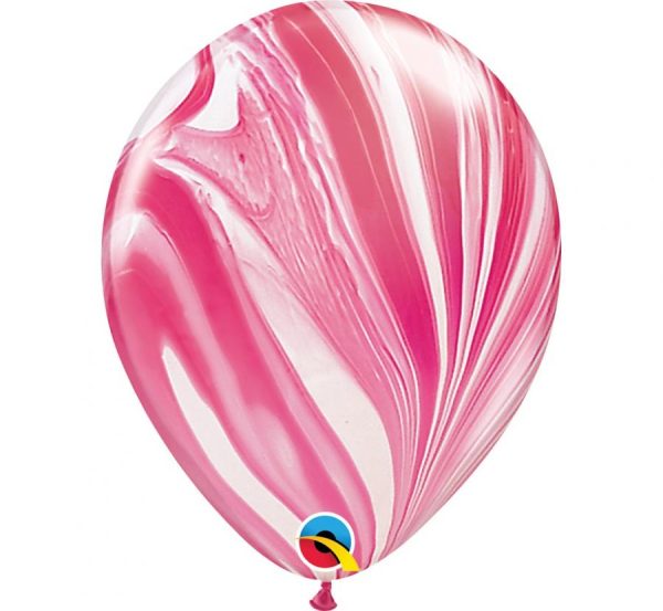 punane-valge-marmor Latex balloon «red-white agate»