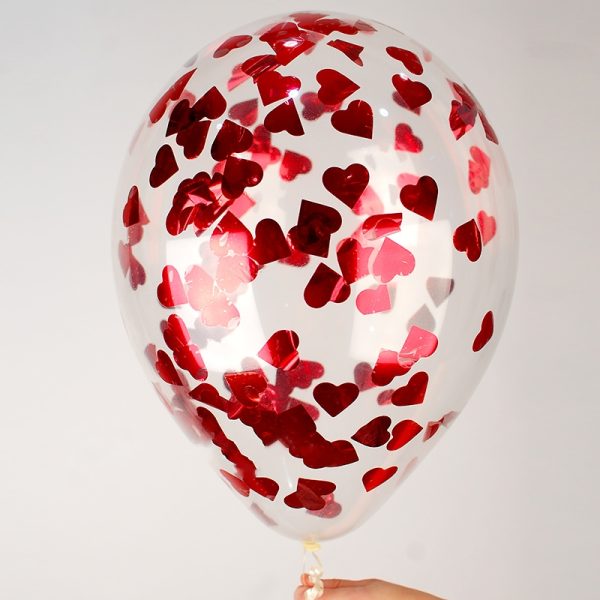 punaste-sudametega-konfetti-ohupall Crystal clear with confetti "red hearts"