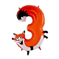 rebane Foil balloon "NUMBER 3 FOX"