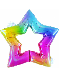 Foil balloon «STAR», with a hole, rainbow