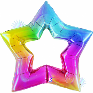 Fooliumist õhupall «TÄHT», auguga, vikerkaar