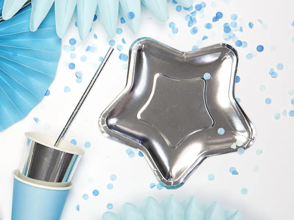 Paper plates "STAR", silver